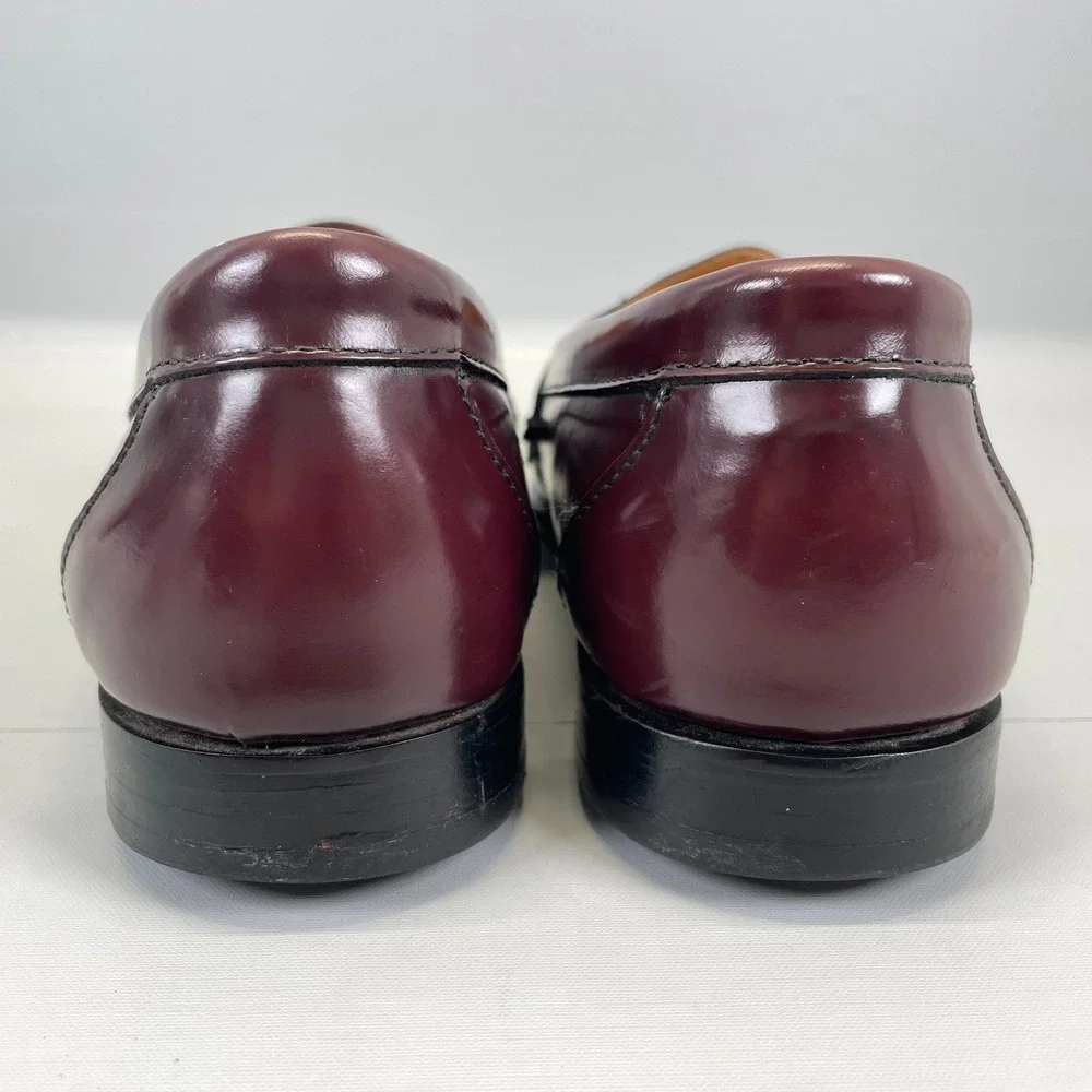 GH Bass & Co Harrison II Tassel Loafers Mens Size 9.5 EE Burgundy Leather Shoes